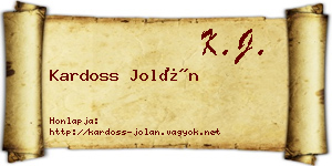 Kardoss Jolán névjegykártya