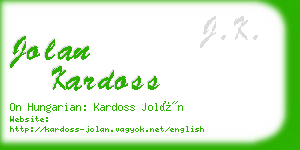 jolan kardoss business card